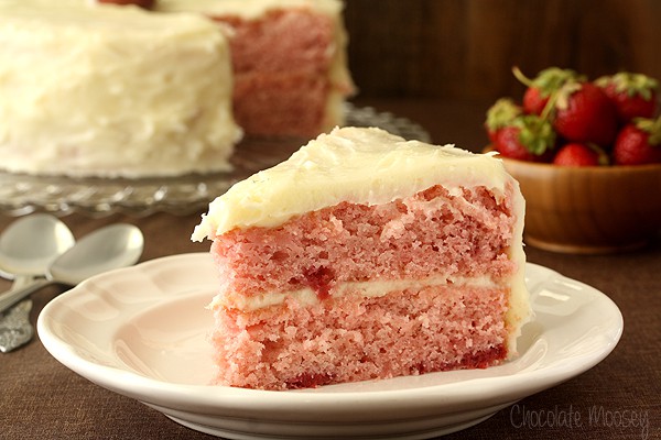 Strawberry Layer Cake with Cream Cheese Frosting with no cake mix and no strawberry jello