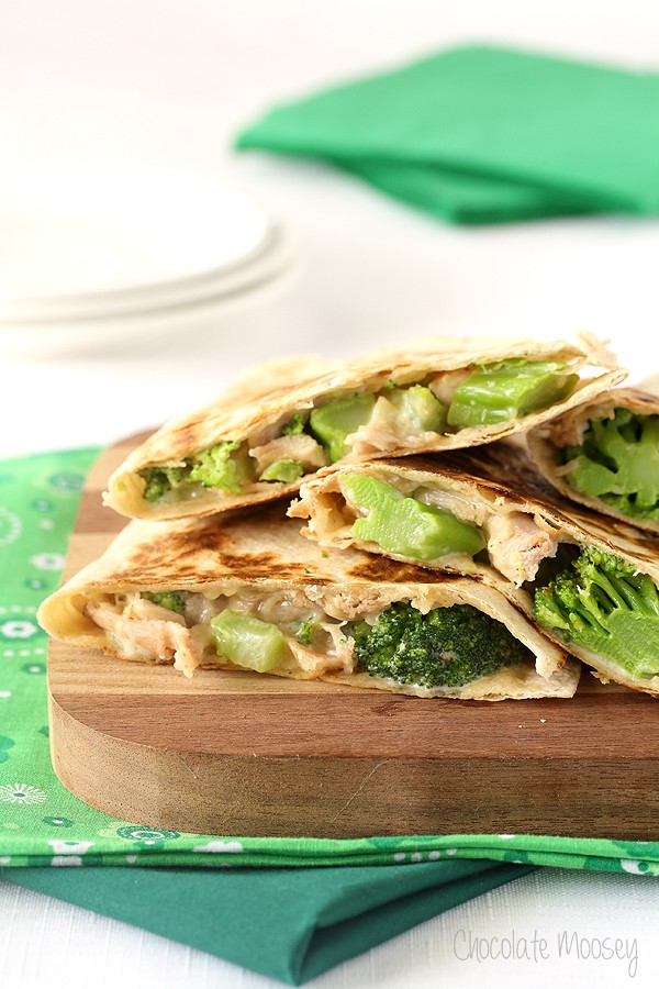 Chicken and Broccoli Alfredo Quesadillas