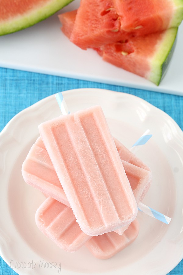 Watermelon Pops stacked on white plate