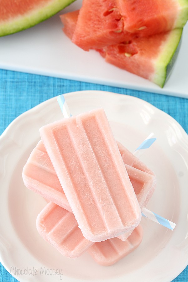 Watermelon Yogurt Pops made with Greek yogurt