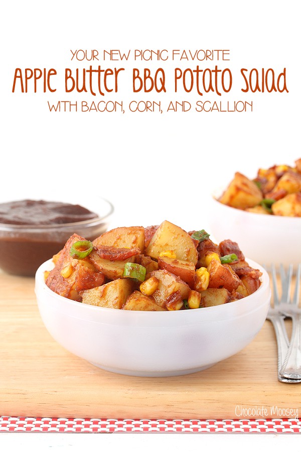 Apple Butter BBQ Potato Salad with bacon, corn, and scallion #AppleButterSpin