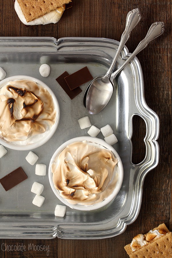 S'mores Baked Alaska For Two with chocolate ice cream and marshmallow meringue