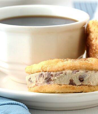 Tiramisu Ice Cream Sandwich Cookies made with homemade ladyfinger cookies and tiramisu gelato