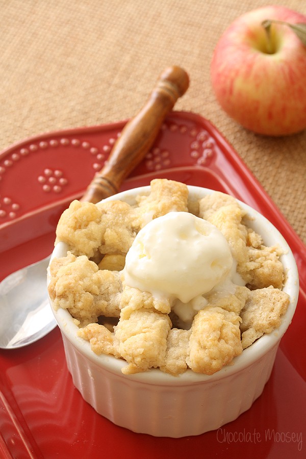 Individual apple pie with ice cream on top