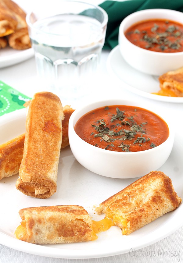 Grilled Cheese Roll Ups with Tomato Soup Dipping Sauce