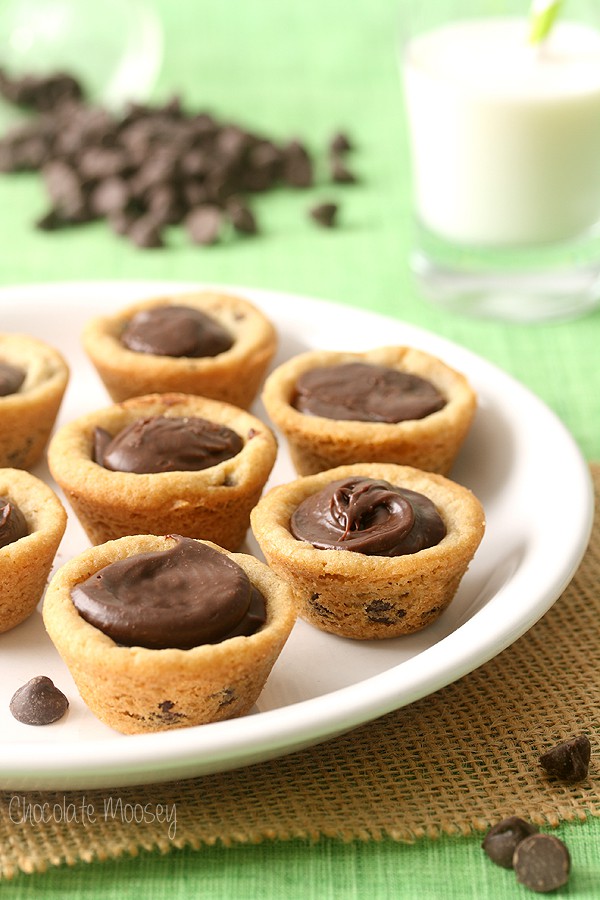 Fudge Filled Chocolate Chip Cookie Cups for Christmas cookies or an everyday snack