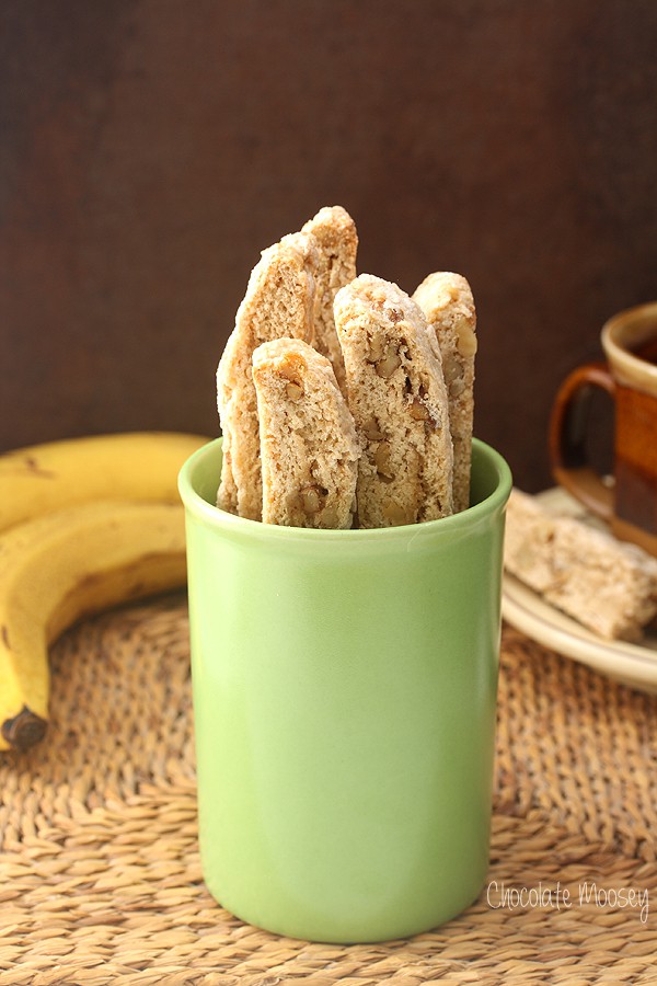 Banana Walnut Biscotti to use up overripe bananas