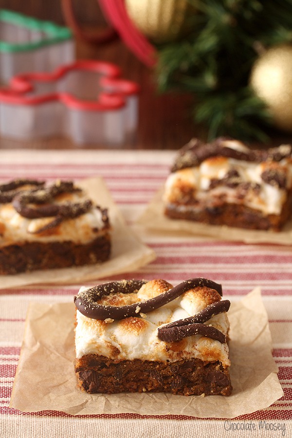 Gingerbread S'mores Cookie Bars for Christmas baking season