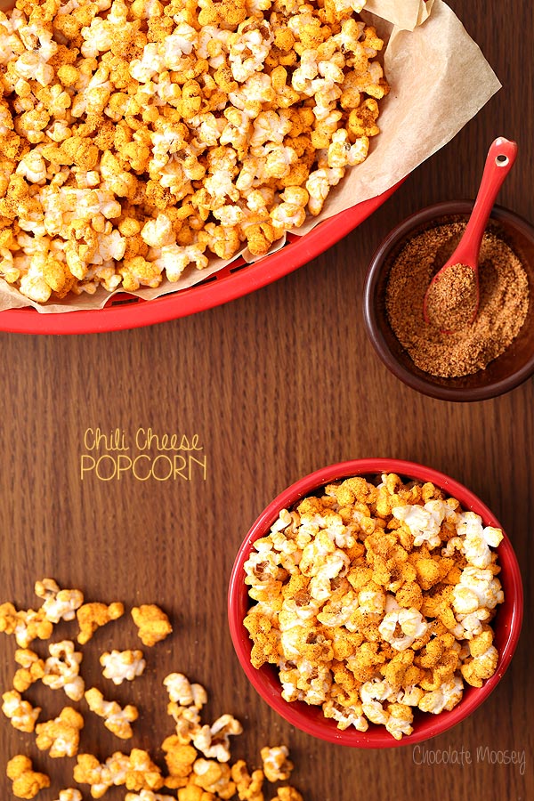 Chili Cheese Popcorn that tastes like chili cheese fries but healthier