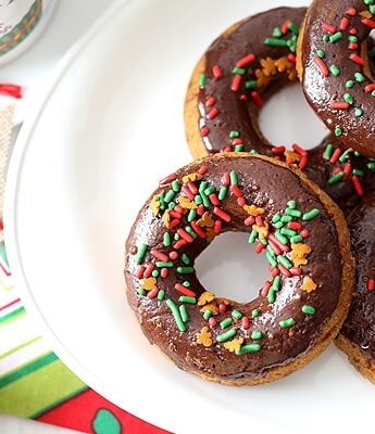 Chocolate Gingerbread Baked Doughnuts for Christmas holiday baking