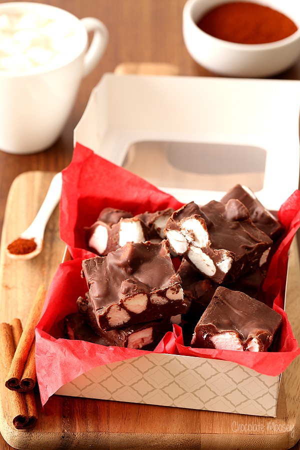 Mexican Hot Chocolate Fudge made with sweetened condensed milk