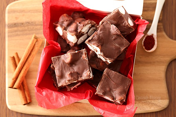 Mexican Hot Chocolate Fudge made with sweetened condensed milk