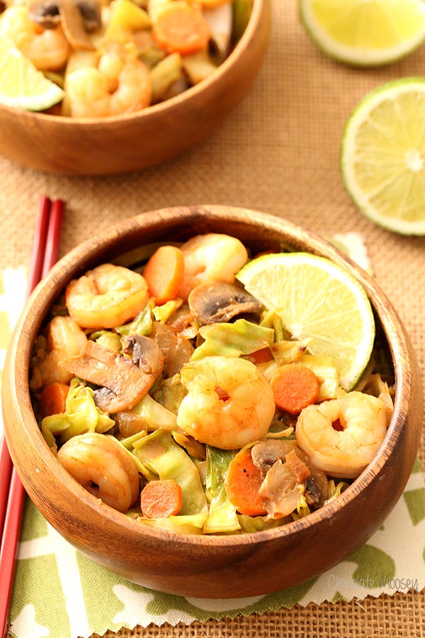 Thai Sweet Chili Shrimp with Cabbage "Noodles" that replaces carbs with vegetables