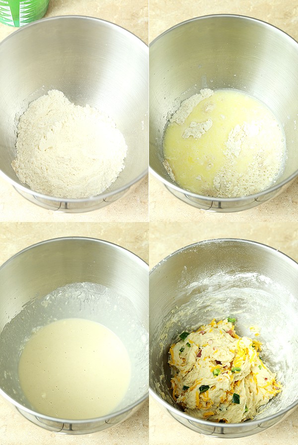 Making dough from scratch for Jalapeño Popper Stuffed Dinner Rolls