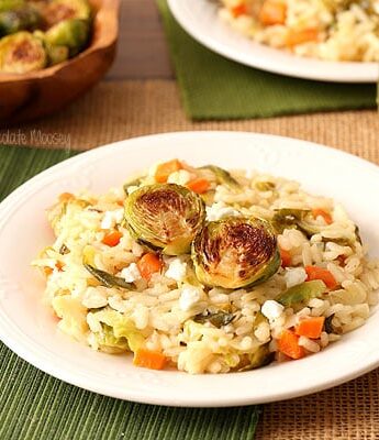 Brussels Sprouts and Goat Cheese Risotto is a hearty vegetarian Italian dish to serve for dinner