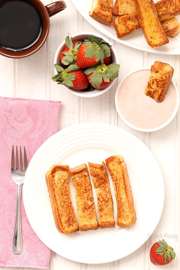 French Toast Sticks With Strawberry Yogurt Dipping Sauce for a fun, nostalgic breakfast