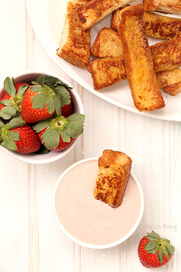 French Toast Sticks With Strawberry Yogurt Dipping Sauce for a fun, nostalgic breakfast