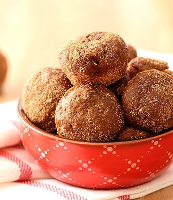 Apple Butter Baked Doughnut Holes filled with apple butter
