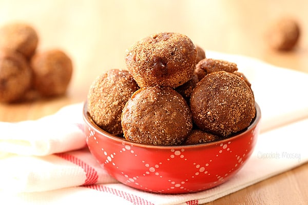 Apple Butter Baked Doughnut Holes filled with apple butter