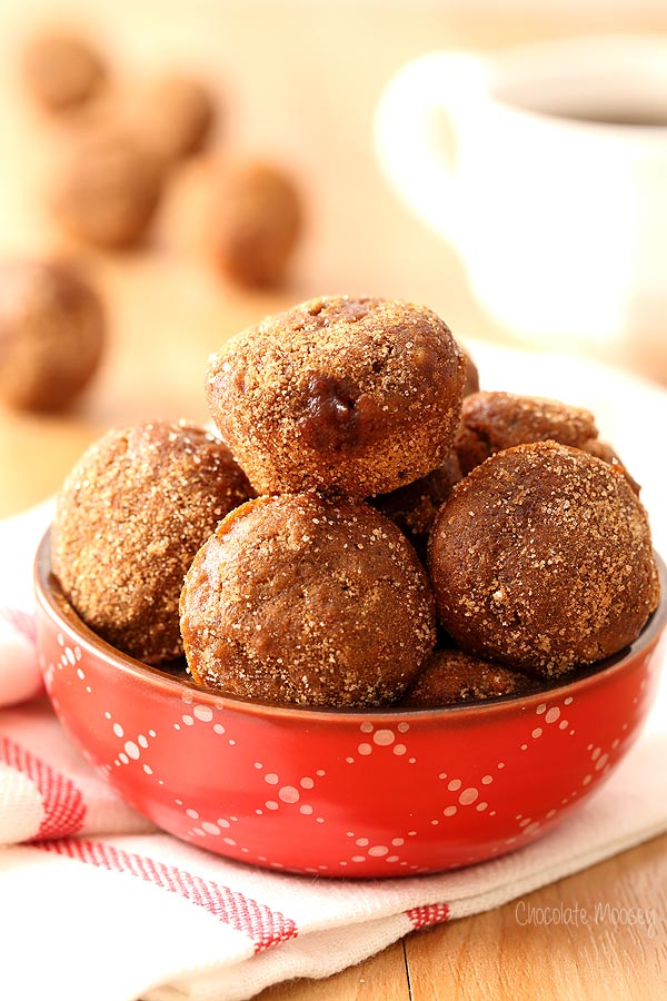 Apple Butter Baked Doughnut Holes filled with apple butter