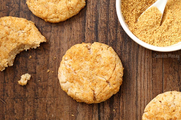 Cream Cheese Cookies being rolled in graham cracker crumbs