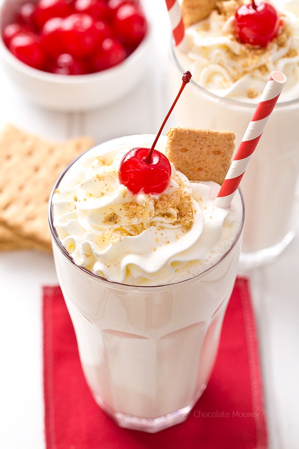 Whip up these easy to make Cheesecake Milkshakes with only 4 ingredients (plus garnishes) 