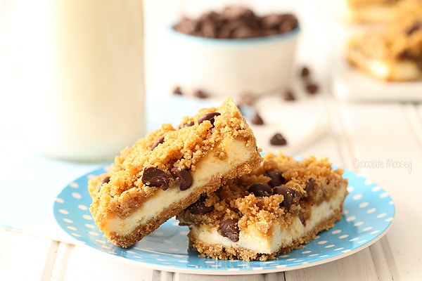 Chocolate Chip Cookie Dough Cheesecake Bars