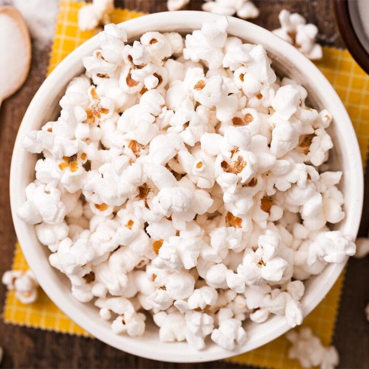 Bowl full of salt and vinegar popcorn