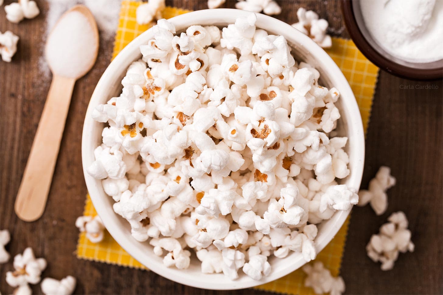 Bowl full of salt and vinegar popcorn