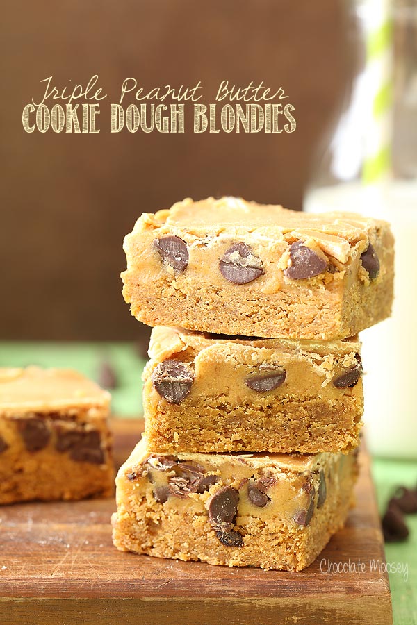 Triple Peanut Butter Cookie Dough Blondies