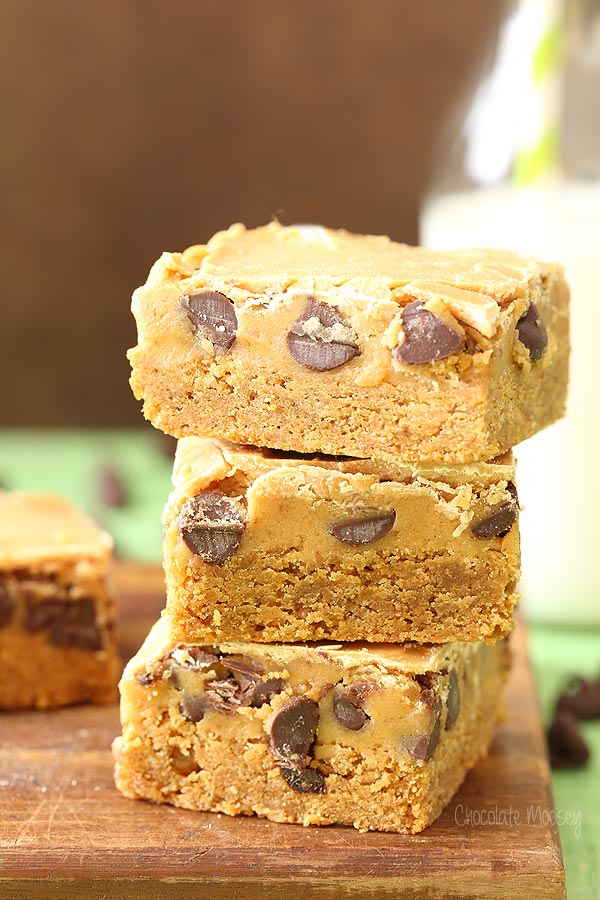 Triple Peanut Butter Cookie Dough Blondies