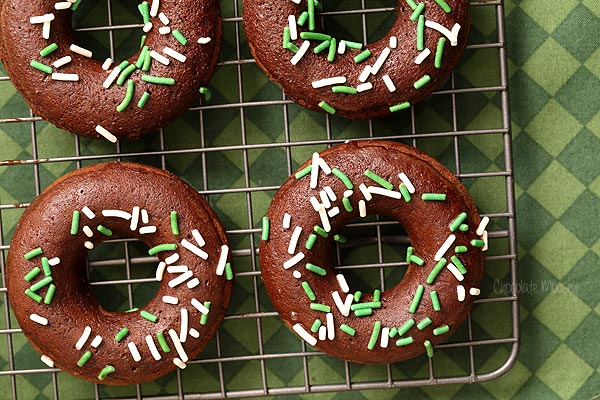 Chocolate Stout Baked Doughnuts made with Guinness beer