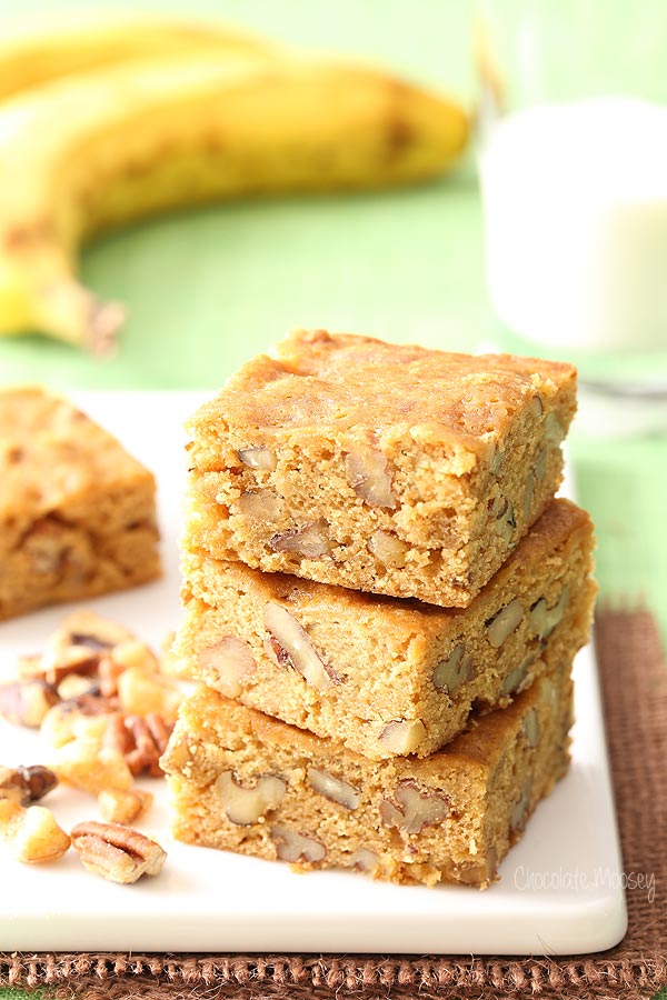 Banana Nut Blondies are a great way to use up overripe bananas