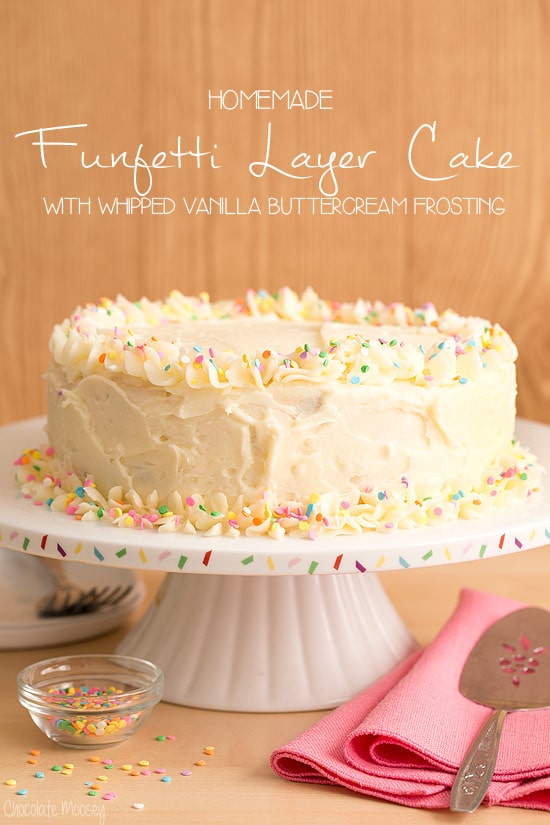 Homemade Funfetti Layer Cake with Whipped Vanilla Buttercream Frosting