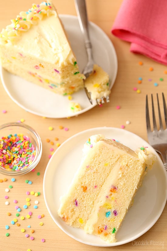 Homemade Funfetti Layer Cake with Whipped Vanilla Buttercream Frosting