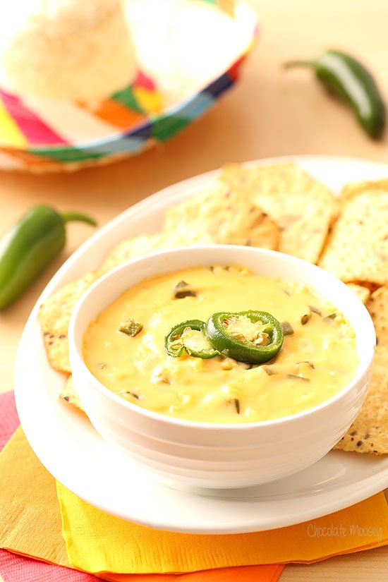 Queso in white bowl