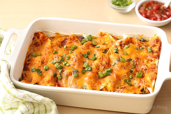 Salsa Chicken Enchiladas with a homemade enchilada sauce