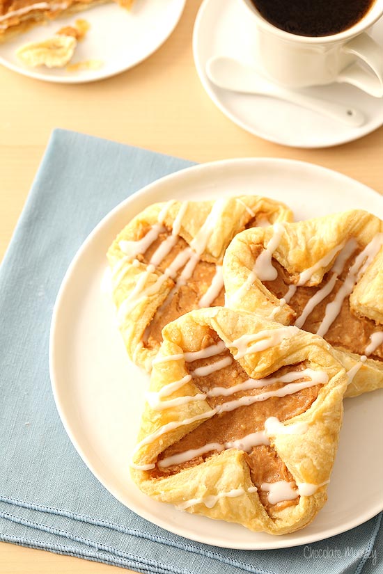Apple Butter Cream Cheese Danishes with puff pastry dough