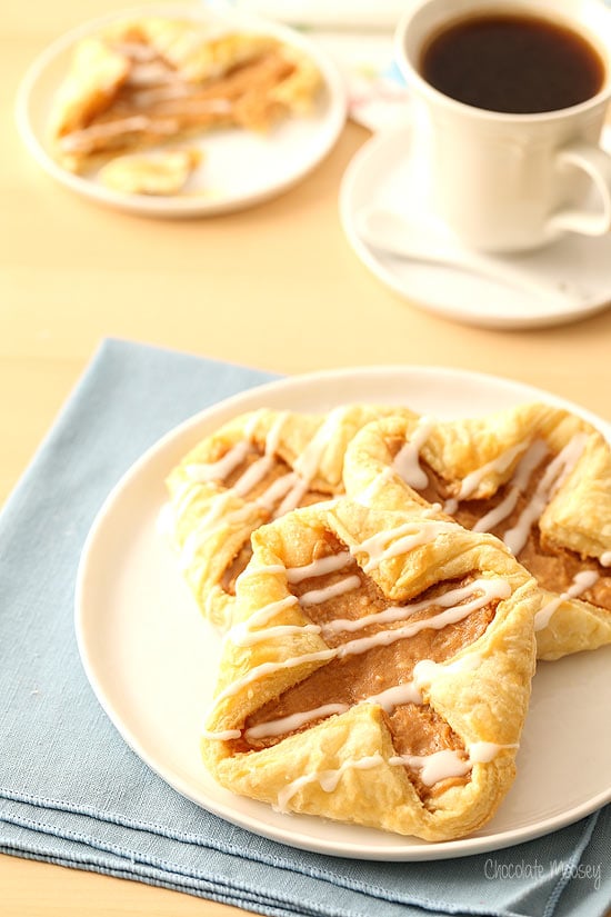 Apple Butter Cream Cheese Danishes with puff pastry dough