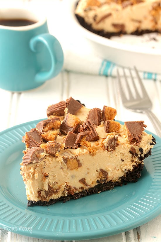 Slice of No Bake Peanut Butter Pie