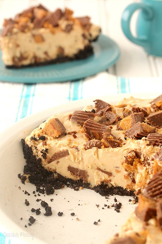 No Bake Peanut Butter Pie in pie plate