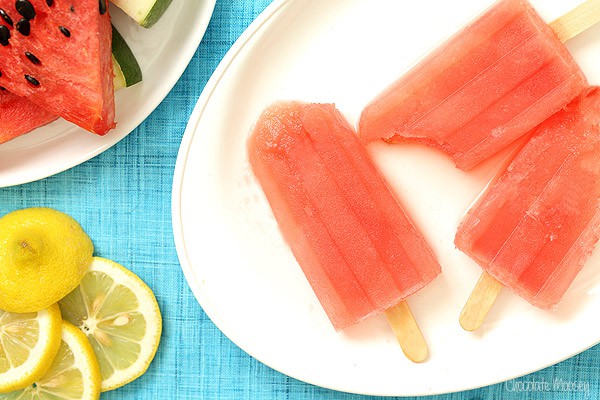 Watermelon Margarita Popsicles on white plate