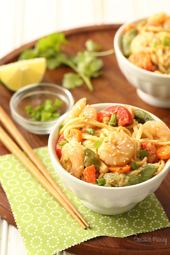 Sesame Shrimp Peanut Noodles for a cold lunch or dinner