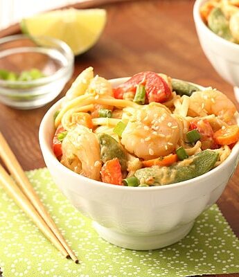 Sesame Shrimp Peanut Noodles for a cold lunch or dinner