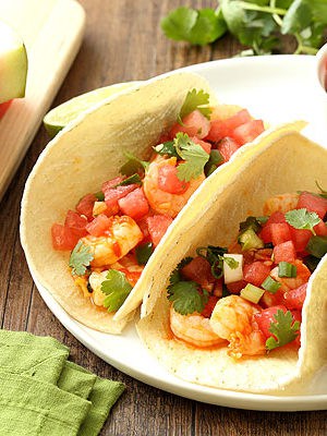 Spicy Shrimp Tacos with Watermelon Salsa