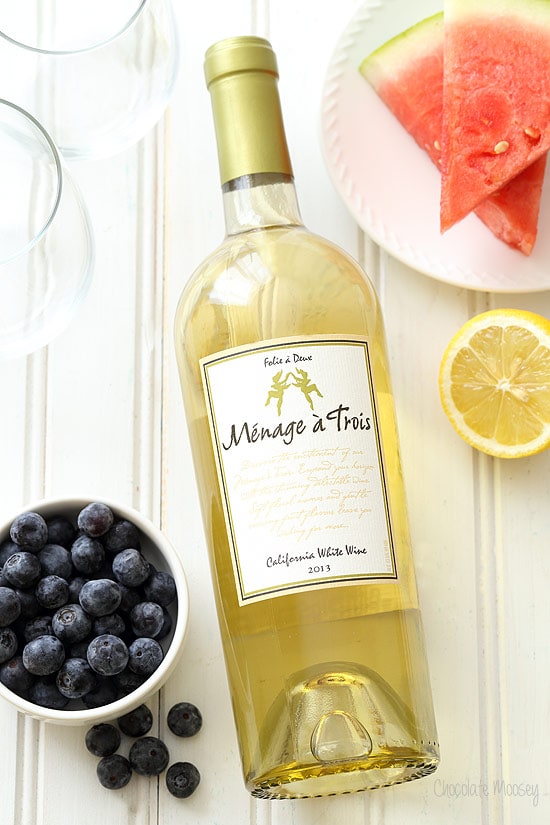 White wine for Watermelon Blueberry Sangria