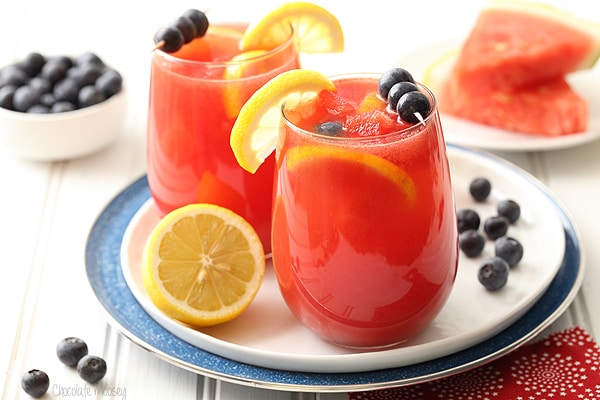 Watermelon Blueberry Sangria made with white wine