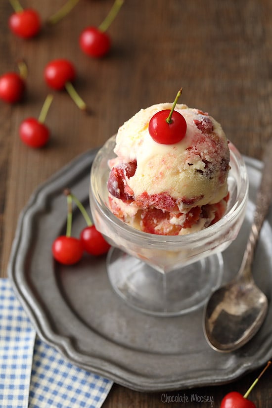 Cherry Pie Ice Cream made with homemade cherry pie filling