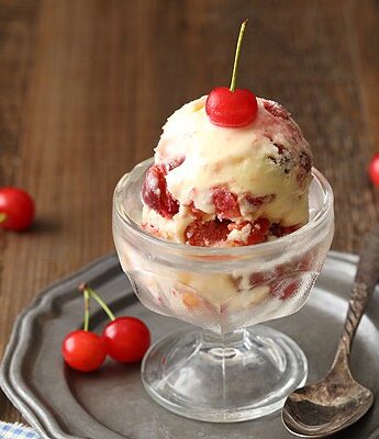 Cherry Pie Ice Cream made with homemade cherry pie filling