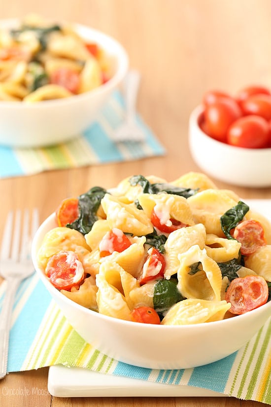 Tomato, Spinach, and Goat Cheese Pasta